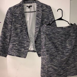 Ann Taylor Tweed Blue Suit (Skirt & Jacket) NWT